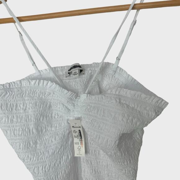 Madewell Poplin Smocked Halter Crop Top | XS | White Sweetheart Eyelet Summer - Picture 3 of 8